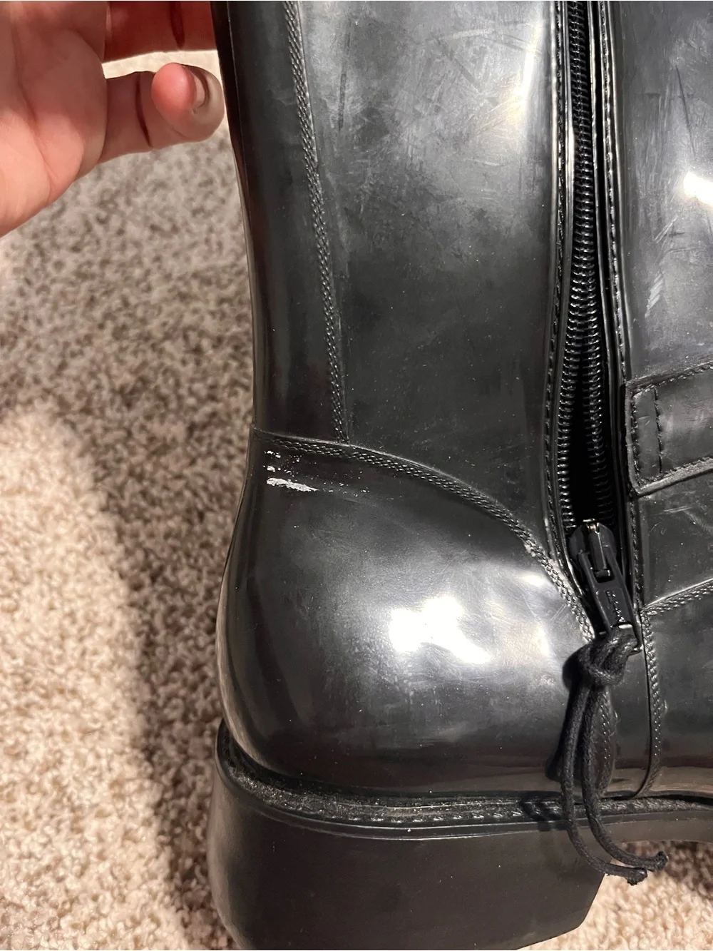Donald J Pliner Black Rubber Knee High Buckle Rain Boots Italy Size 9